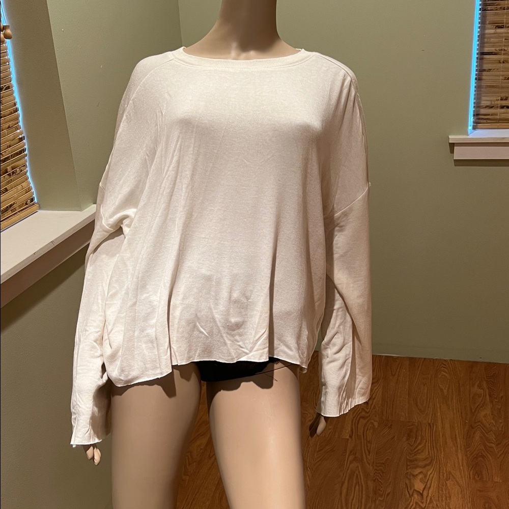 Z Supply Off-White Long Sleeve Top W/ Fleece Size L